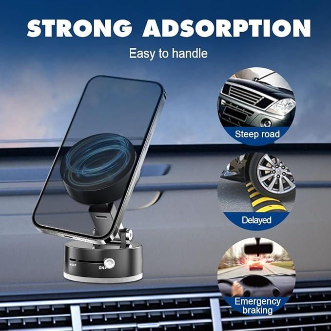 MagnaGrip 2.0™ 360° Vacuum Magnetic Phone Holder – Foldable & Retractable Mount