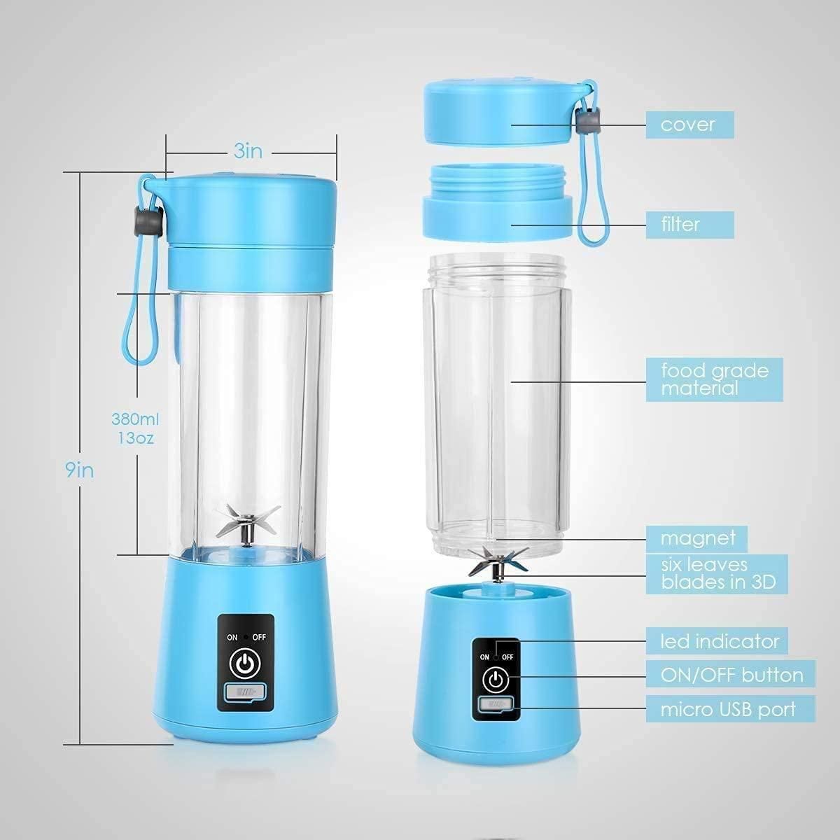 BlendMate™ Portable Electric USB Juicer – 6 Blade, 380 (ml)