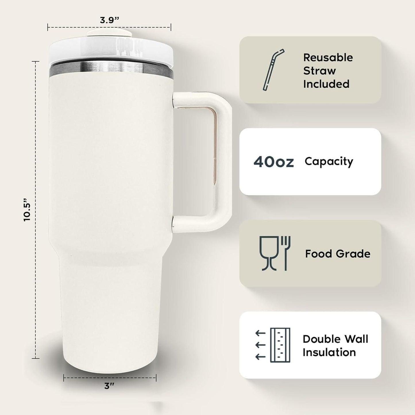 HydroMax™ 1.2 L Stainless Steel Vacuum Insulated Tumbler with Lid & Straw