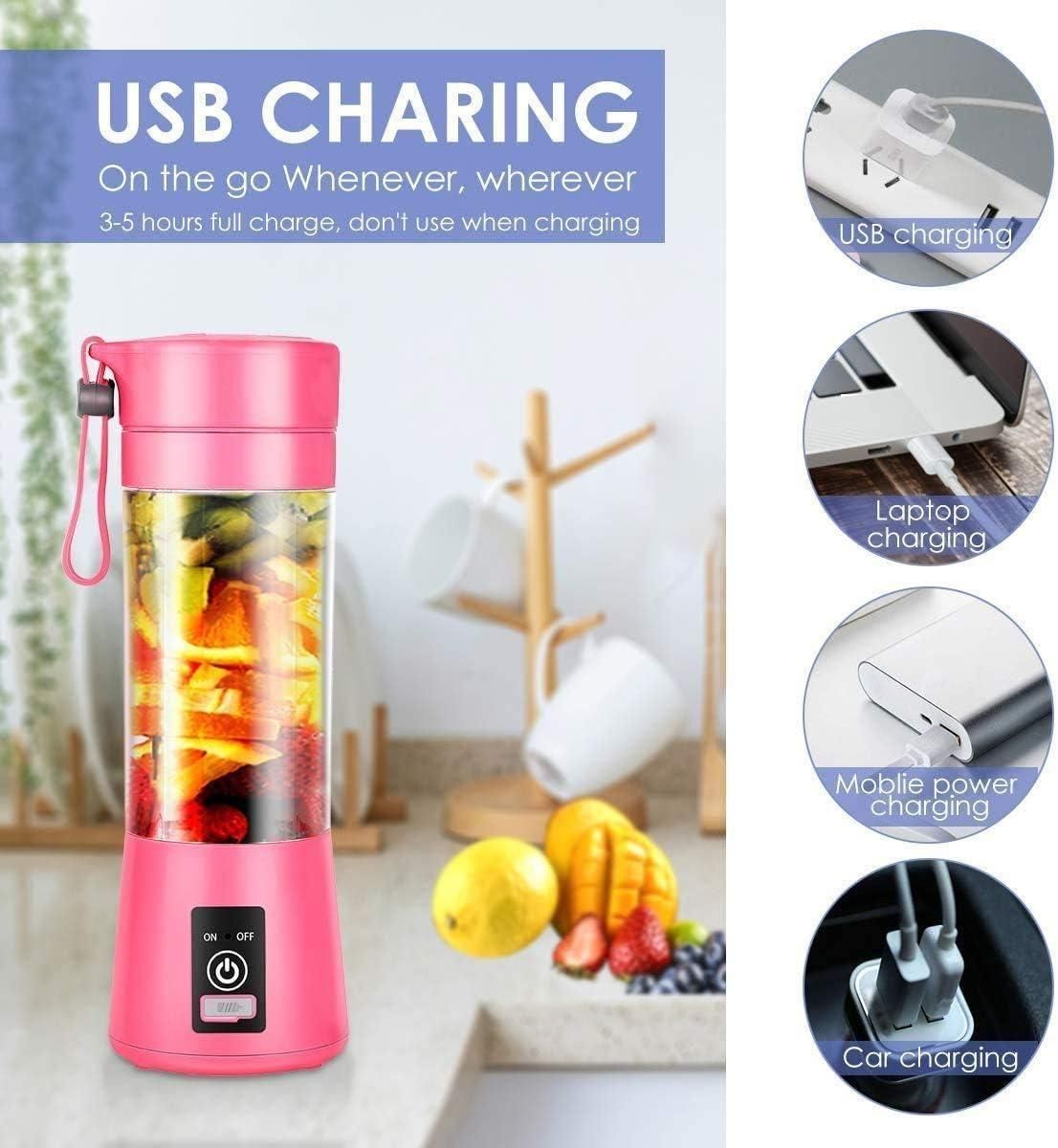 BlendMate™ Portable Electric USB Juicer – 6 Blade, 380 (ml)
