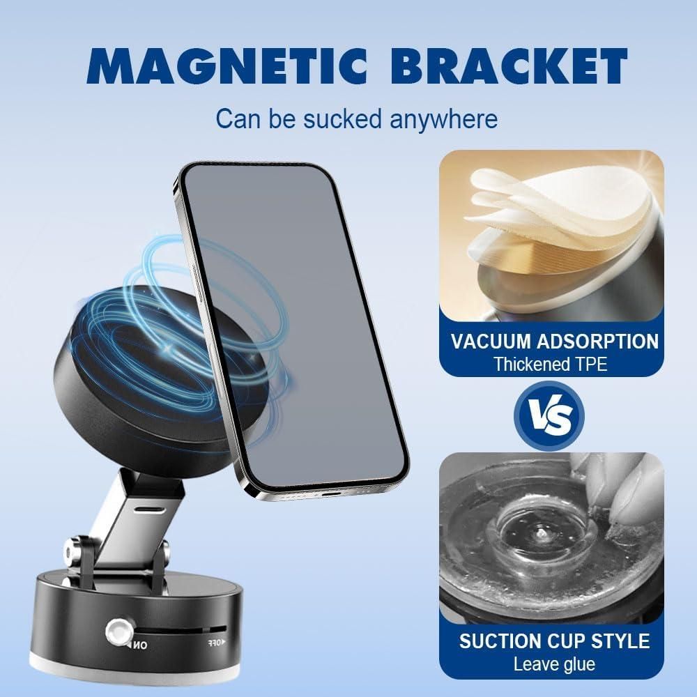 MagnaGrip 2.0™ 360° Vacuum Magnetic Phone Holder – Foldable & Retractable Mount