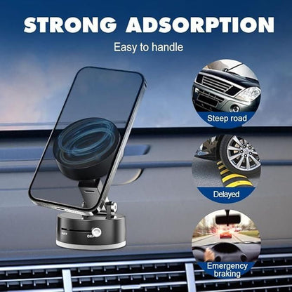 MagnaGrip 2.0™ 360° Vacuum Magnetic Phone Holder – Foldable & Retractable Mount