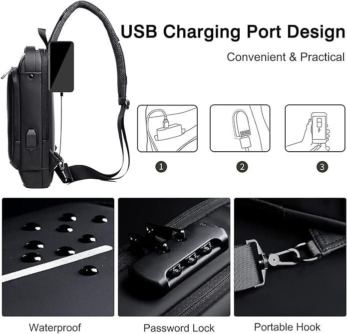 Anti-Theft Backpack with USB Charging Port, Waterproof Design & Password Lock