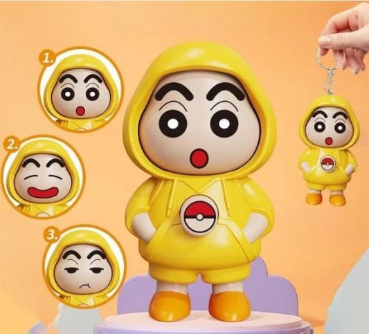 Shinchan Face Changing Keychain – Cute PVC Anime Key Ring for Bags & Keys